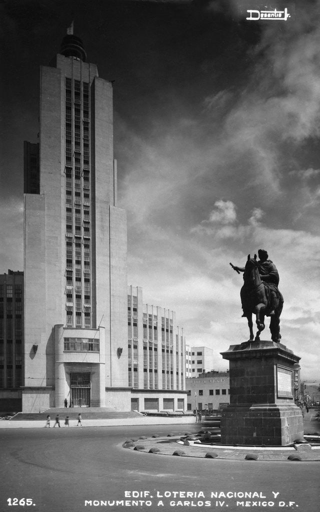 Detail of Edif Loteria Nacional Y Monumento A Carlos IV, Mexico by Anonymous