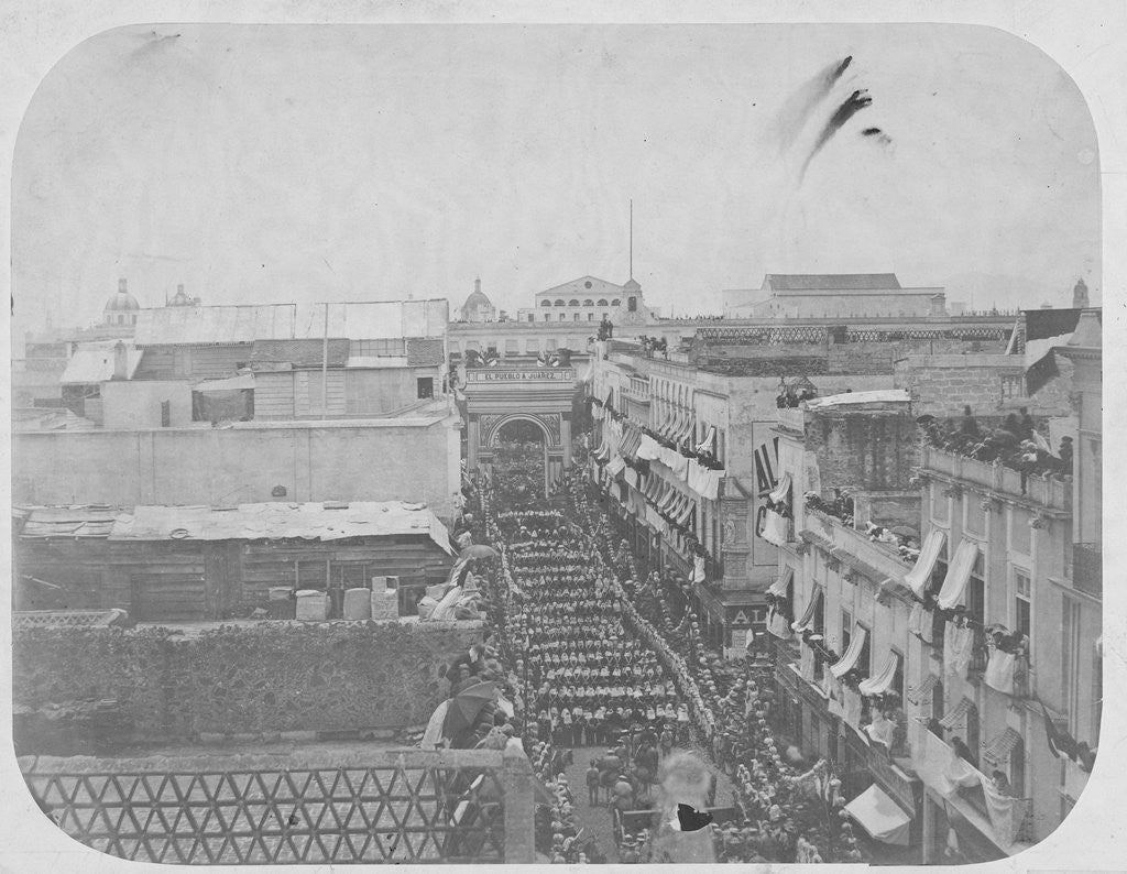 Detail of Army of Benito Juarez Entering Mexico City by Corbis