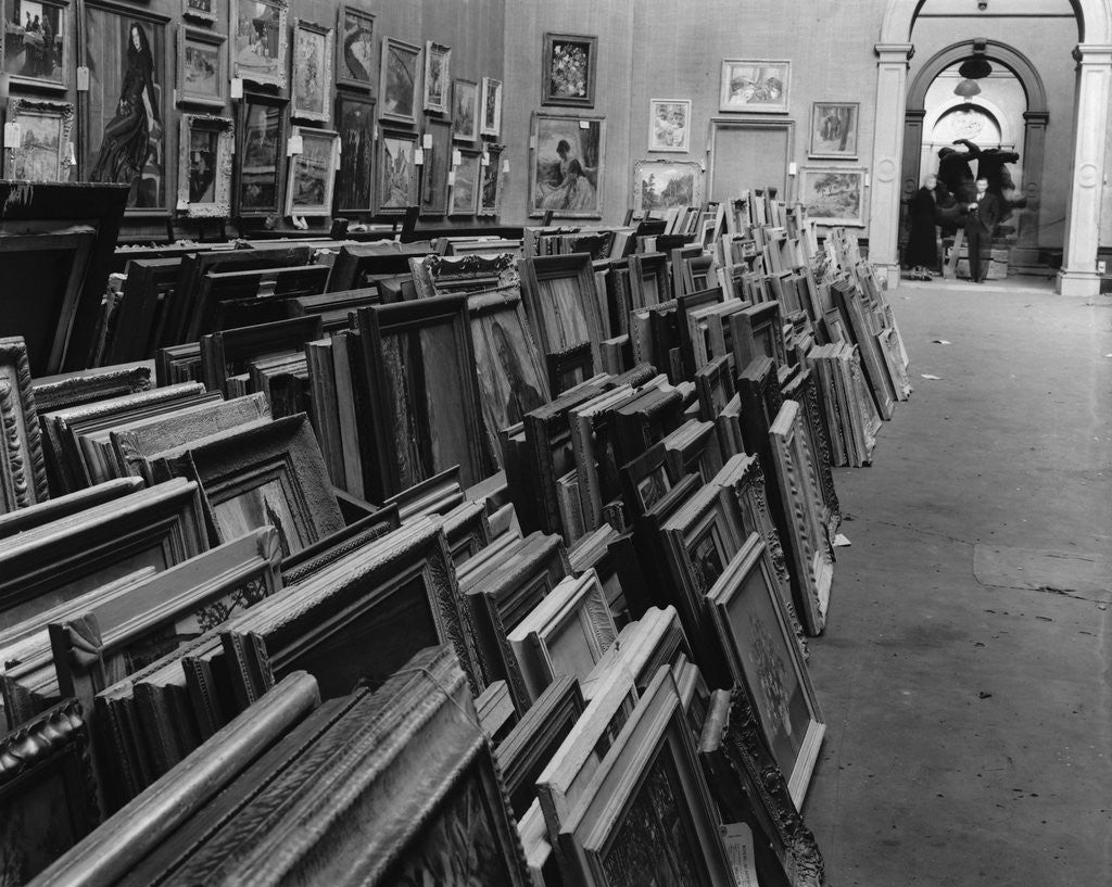 Detail of Stacks of Paintings at Royal Academy of Arts in London by Anonymous