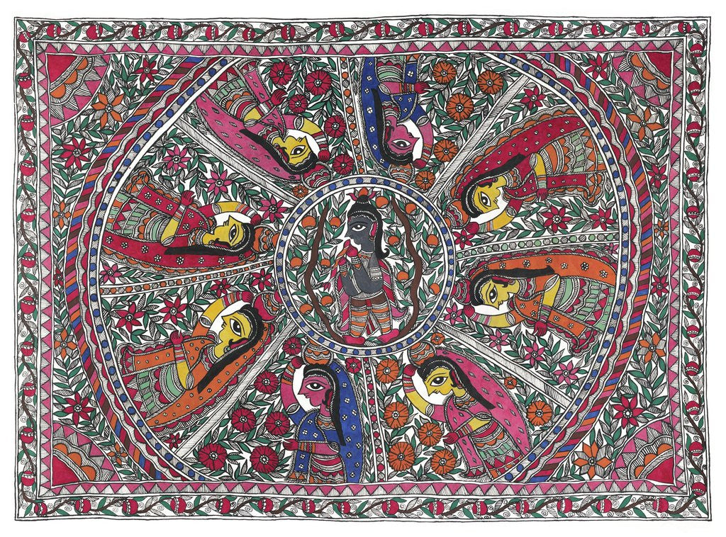 Detail of Krishna and Gopis Rasalila by Sangeeta