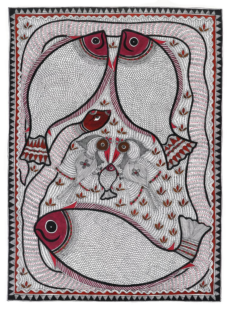 Detail of Fish and Snakes by Santosh