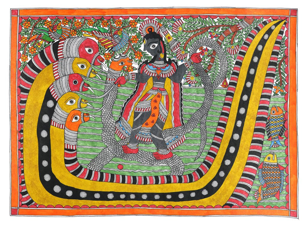 Detail of Krishna and Snake by Sambhu