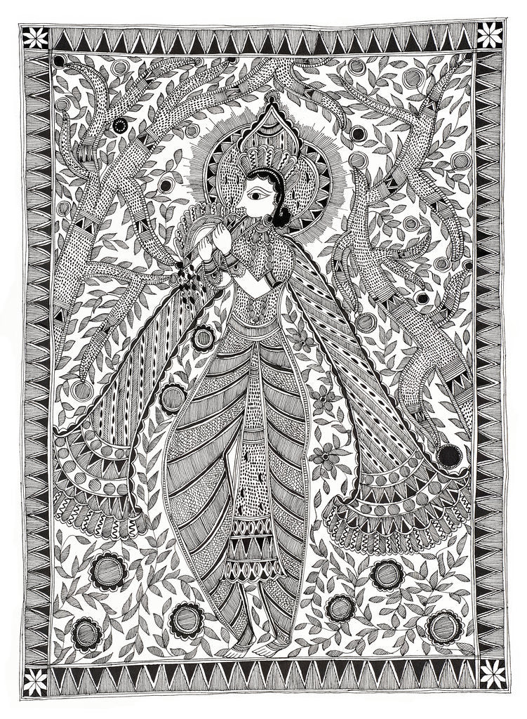 Detail of Krishna under Kadamba tree by Sony