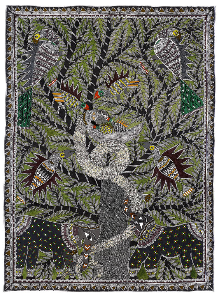 Detail of Snake, Elephant, Peacock and Tree by Anil