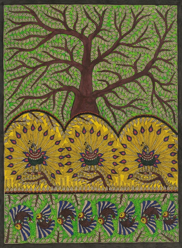 Detail of Tree, Peacock and Fish by Beta