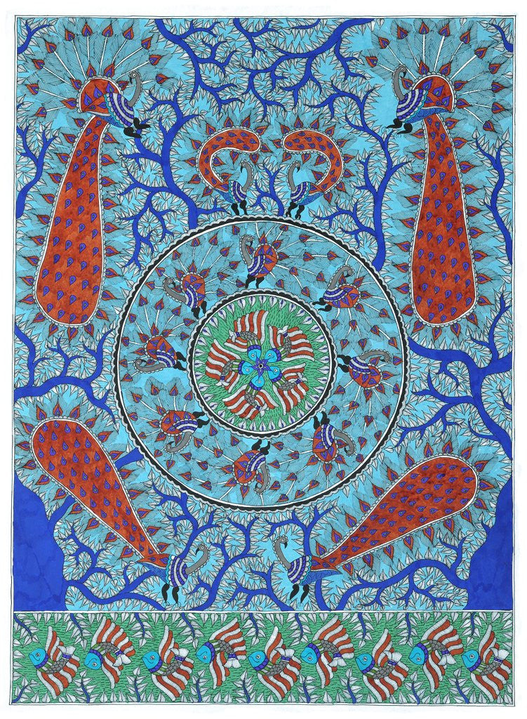 Detail of Peacocks in Tree by Beta