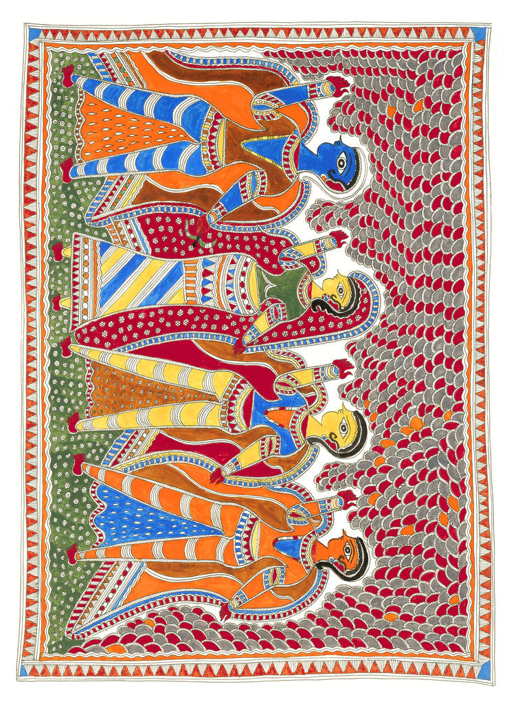 Detail of Krishna and Gopis by Kushal
