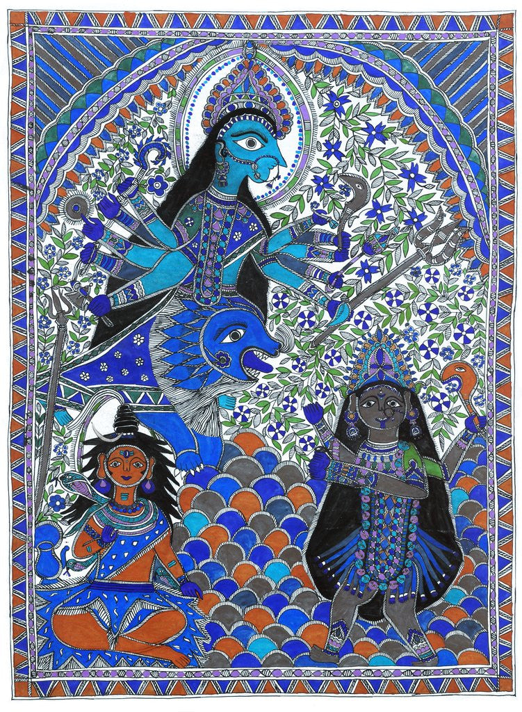 Detail of Durga fights the demon Mahishasur by Sonu