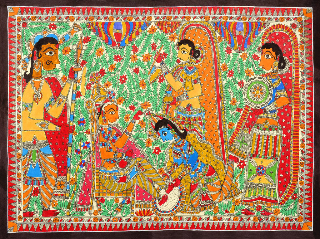 Detail of Krishna and Sudama by Basnat