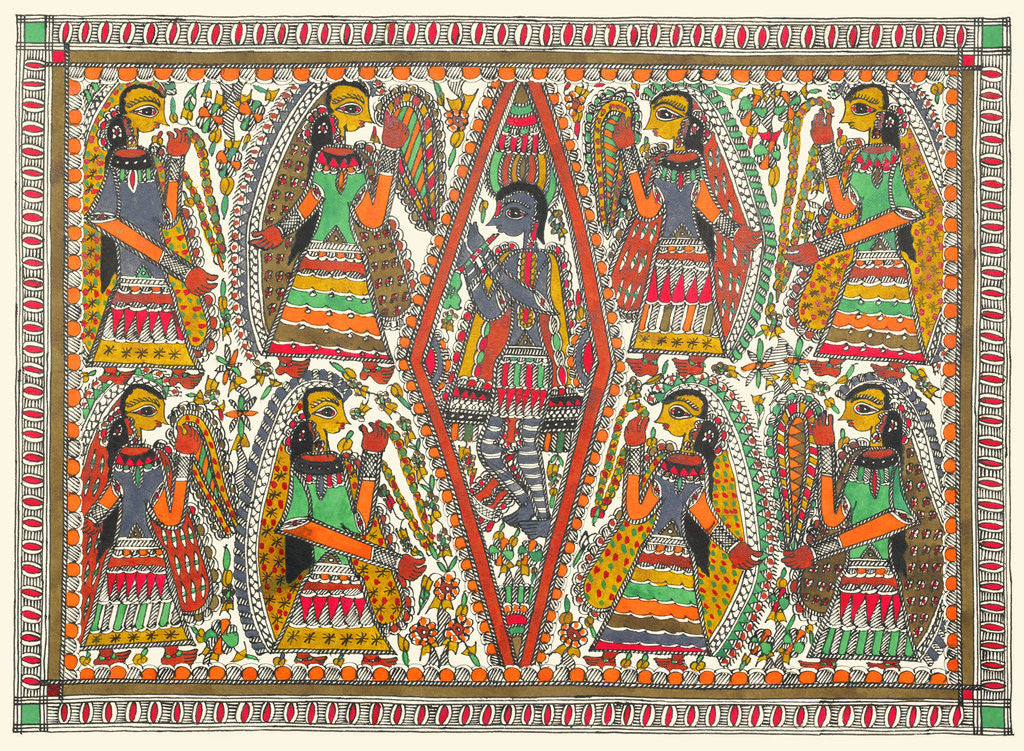 Detail of Krishna and Gopis Rasalila by Birendra