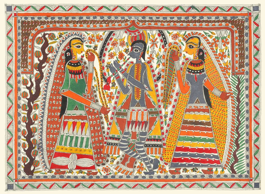 Detail of Krishna and Gopis Rasalila by Birendra