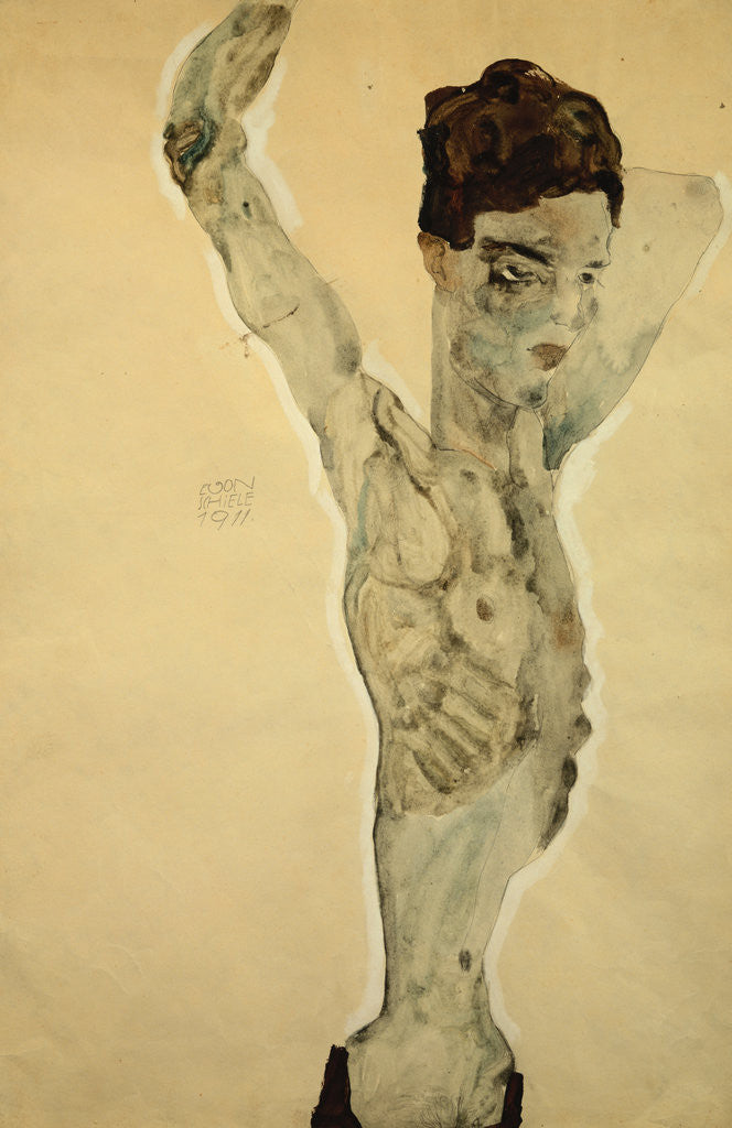 Detail of Standing Male Nude by Egon Schiele