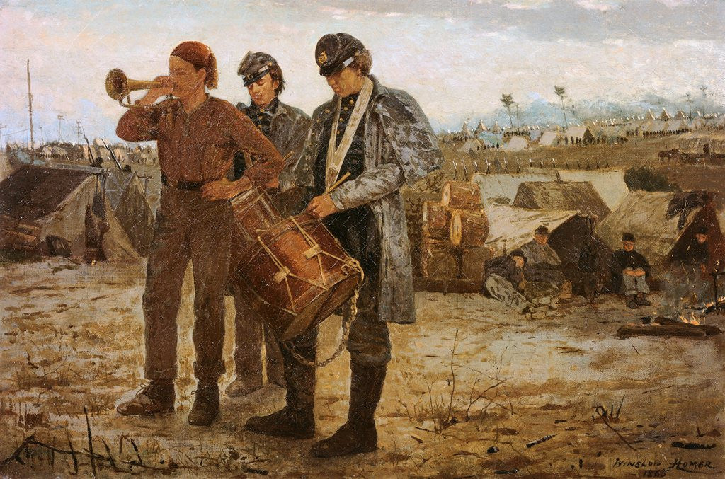 Detail of Drum and Bugle Corp, Civil War Encampment by Winslow Homer