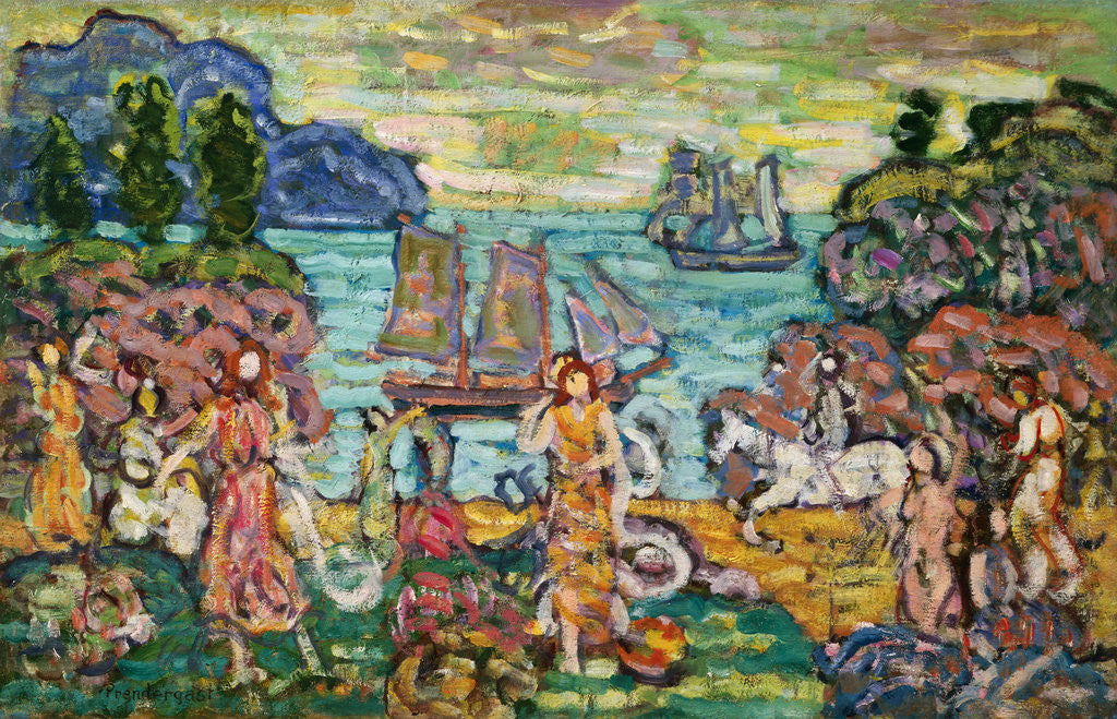 Detail of Painting of a Seaside Scene by Maurice Prendergast