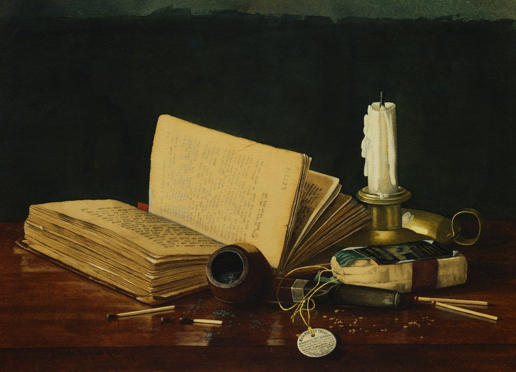 Detail of Still Life with Book and Pipe by Claude Raguet Hirst