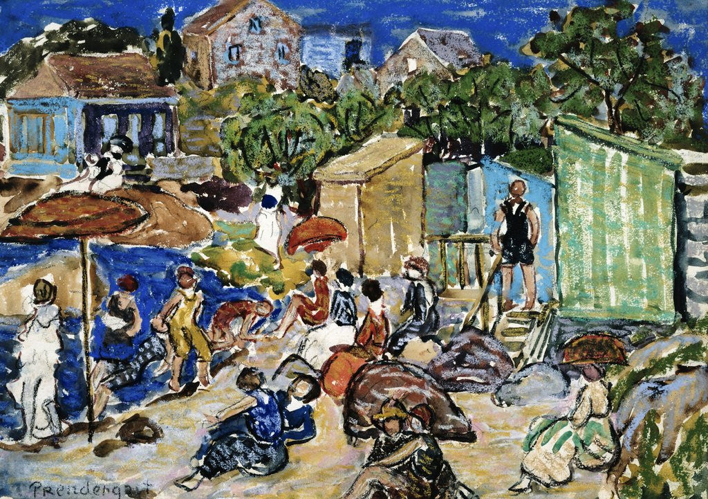 Detail of Painting of a Beach Scene by Maurice Brazil Prendergast