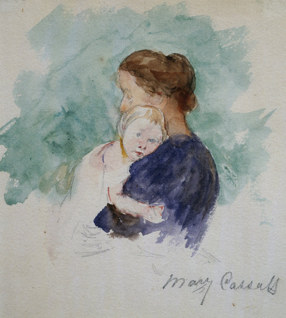 Detail of Watercolor of Mother and Child by Mary Cassatt