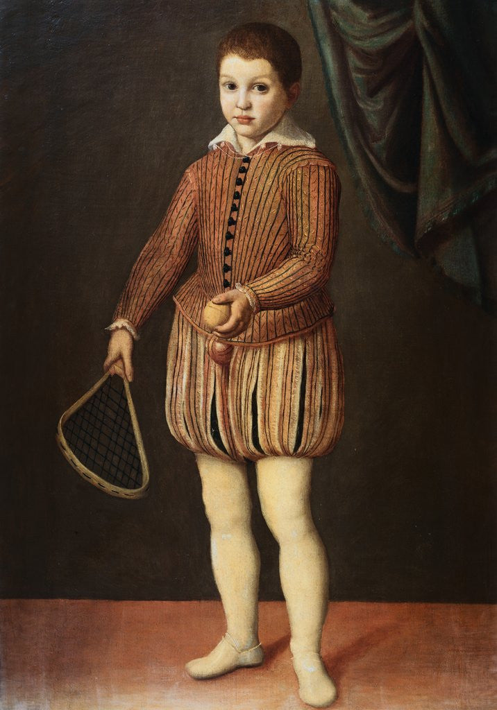 Detail of Italian Baroque Portrait of Boy with Racquet and Ball by Anonymous