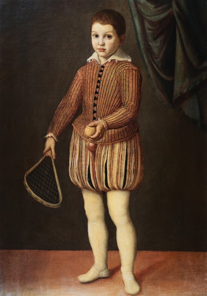 Detail of Italian Baroque Portrait of Boy with Racquet and Ball by Corbis