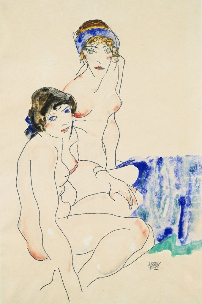 Detail of Two Female Nudes by the Water by Egon Schiele