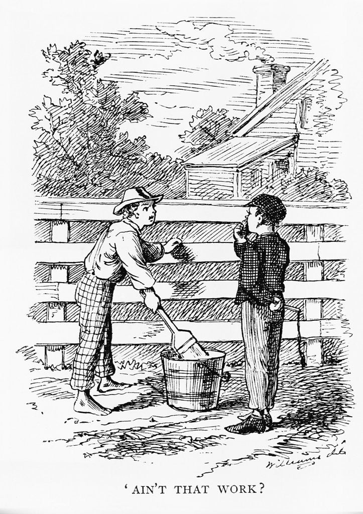 Detail of Ain't That Work? Book Illustration from Mark Twain's The Adventures of Tom Sawyer by Anonymous