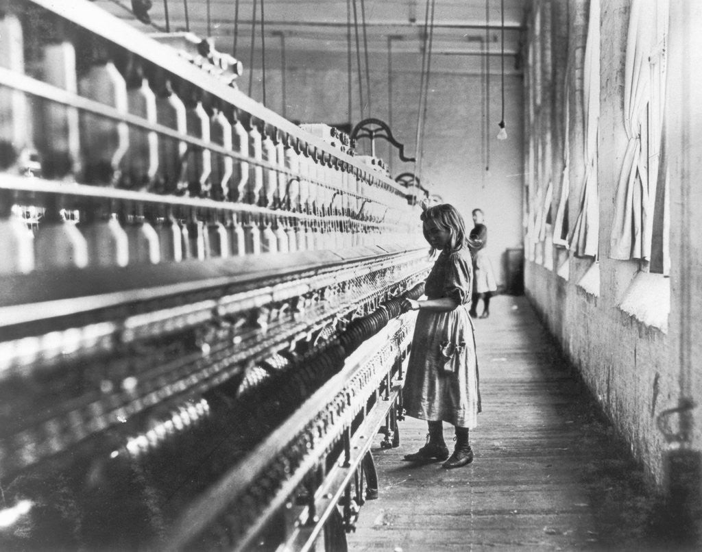 Detail of Girl at Spinning Machine by Anonymous
