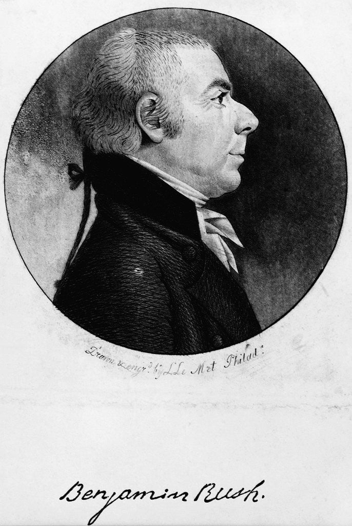 Detail of Profile Portrait of Benjamin Rush by Anonymous