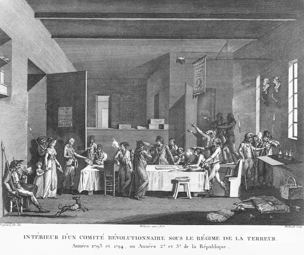 Detail of Interieur d'un comite revolutionnaire dous le regime de la terreur by Berthault