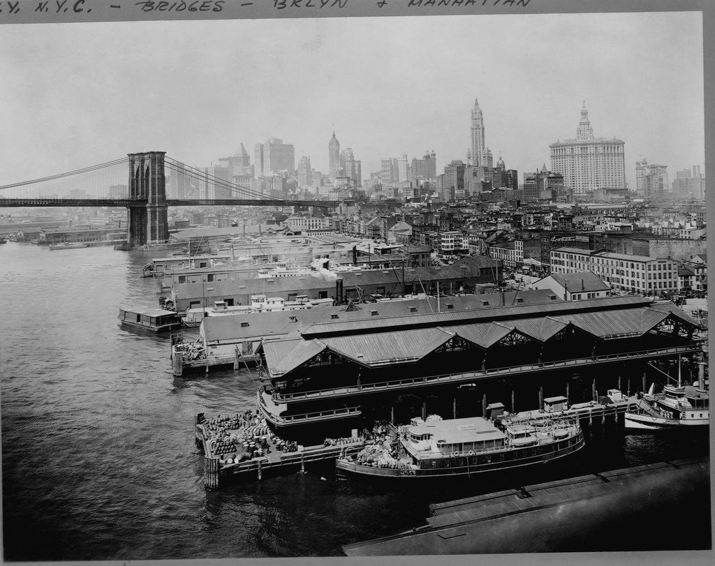Detail of Piers by Brooklyn Bridge, New York by Corbis