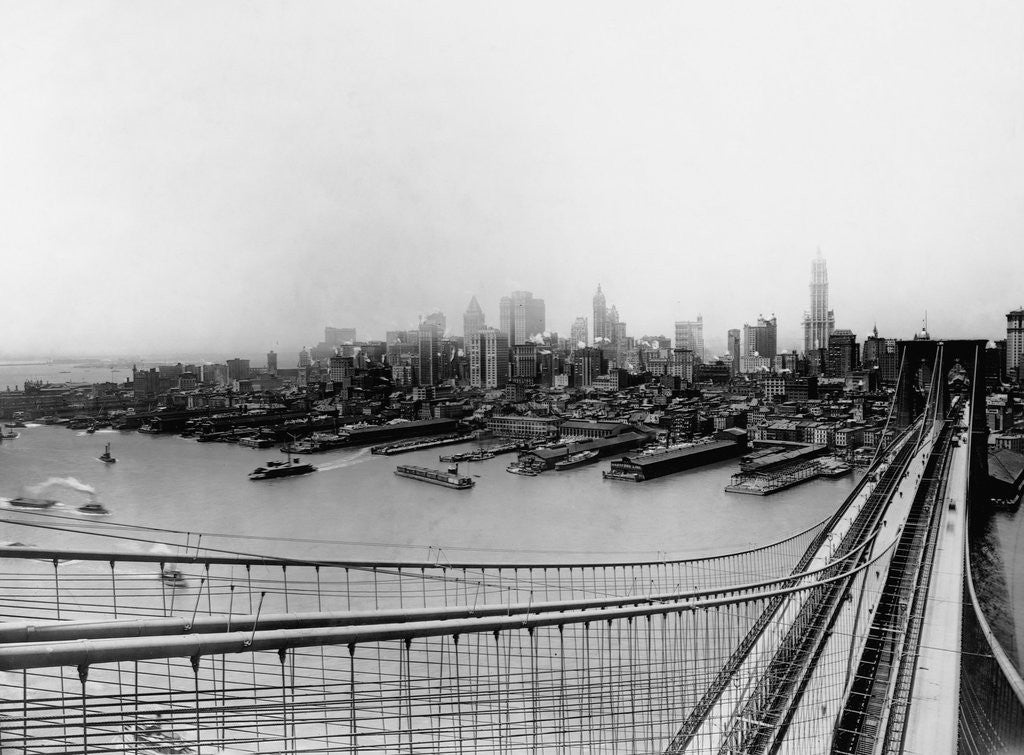 Detail of Lower Manhattan From the top the Brooklyn Bridge by Anonymous
