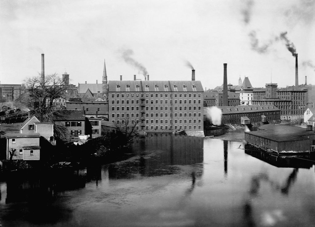 Detail of Mills and Smokestacks in Lowell, Massachusetts by Anonymous