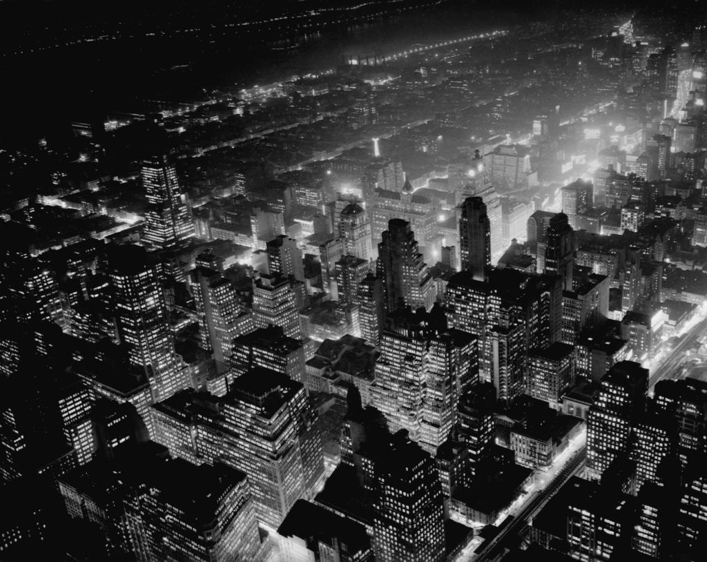 Detail of Overview of Manhattan at Night by Anonymous