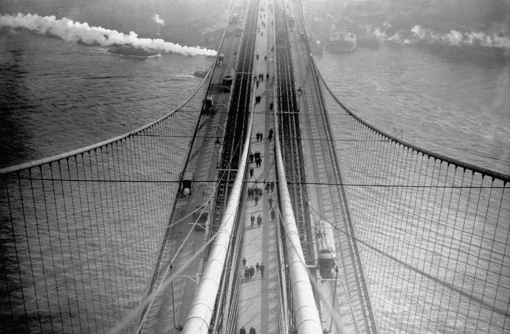 Detail of View of Brooklyn Bridge From Bridge Tower, New York by Anonymous