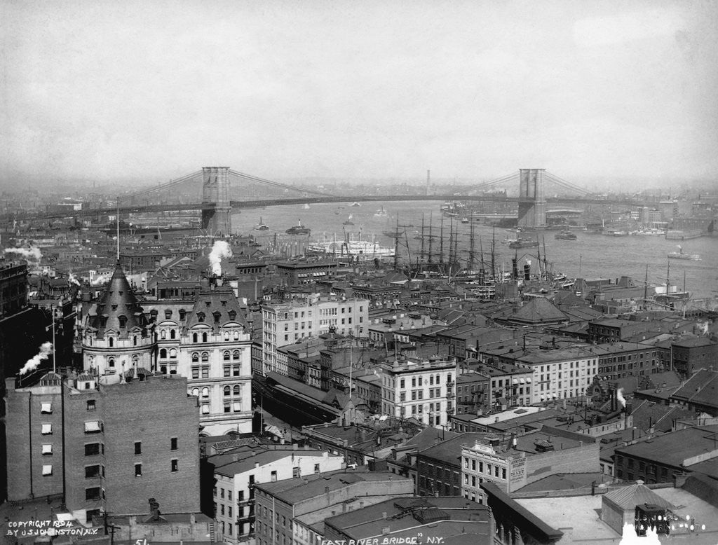 Detail of Lower East Side Neighborhood and Brooklyn Bridge by Anonymous