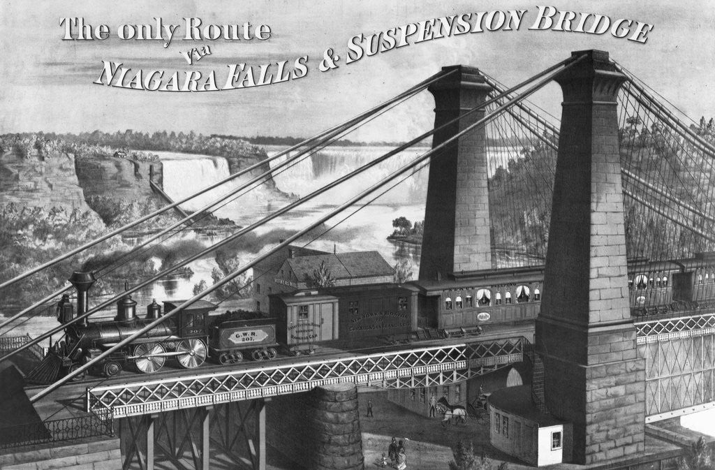 Detail of The Only Route to Niagara Falls & Suspension Bridge by Corbis