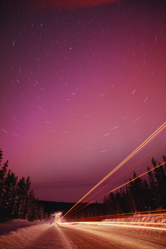 Detail of Aurora Borealis over Alaska Highway by Anonymous