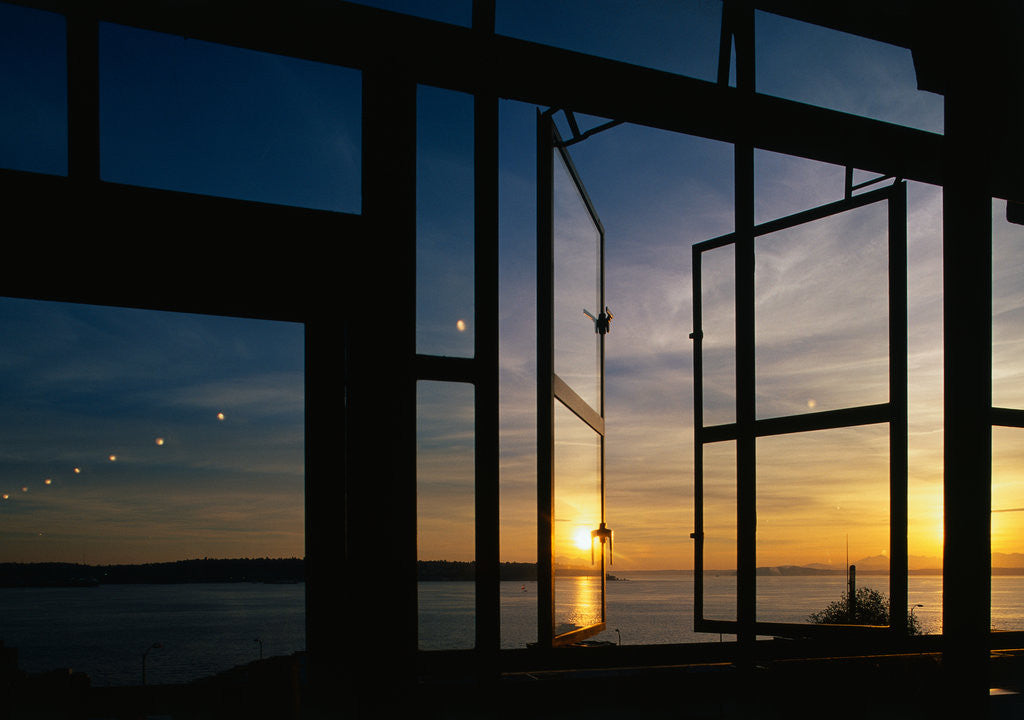 Detail of Sunset Reflected on Windows by Anonymous