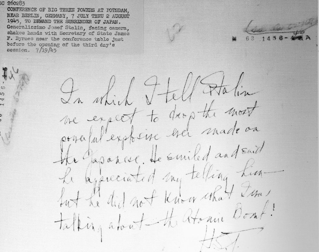Detail of Memo from Harry Truman by Anonymous