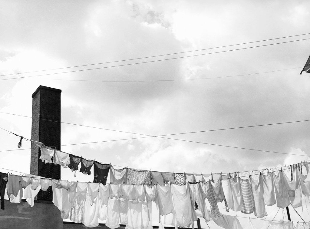 Detail of Laundry Drying on Clotheslines by Anonymous