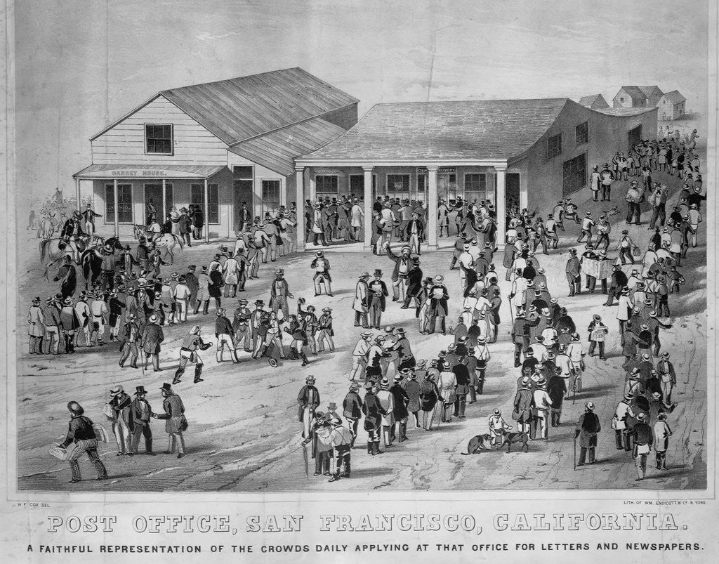 Detail of Post Office, San Francisco, California : A Faithful Representation of the Crowds Daily Applying at that Office for Letters and Newpapers by Anonymous