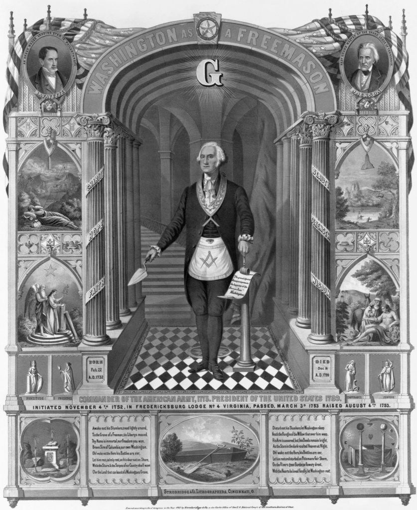 Detail of Washington as a Freemason by Strobridge & Co.