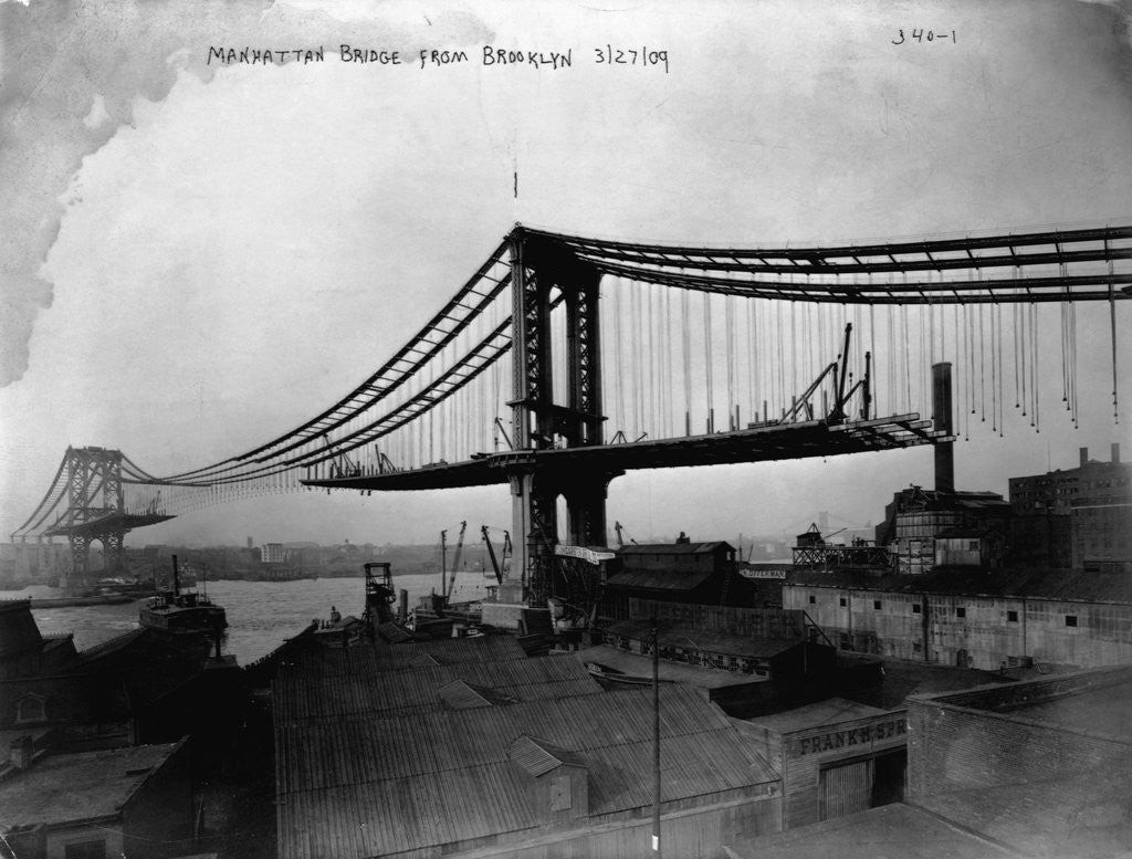 Detail of Manhattan Bridge Under Construction, 1909 by Anonymous