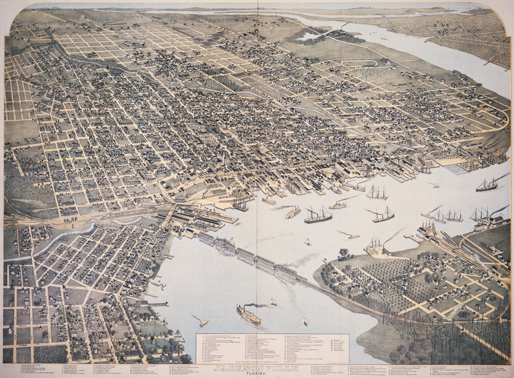 Detail of Bird's Eye View of Jacksonville by Anonymous