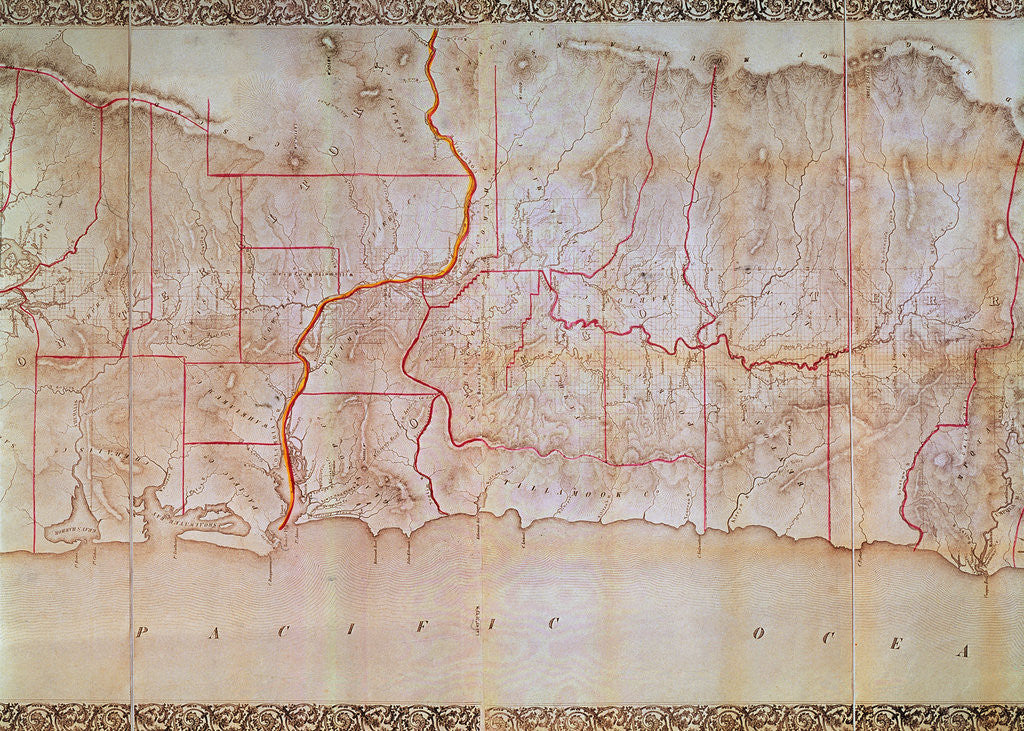 Detail of Counties of Washington and Oregon near the Pacific Coast by Anonymous