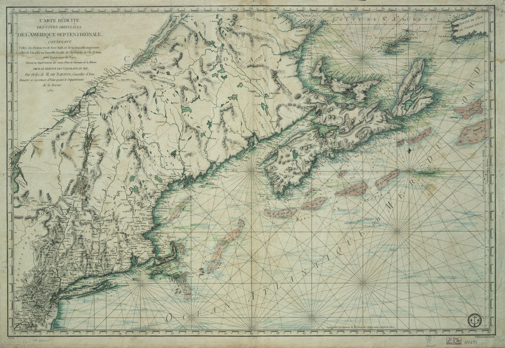 French Map of Nova Scotia and New England During Revolutionary War by Corbis
