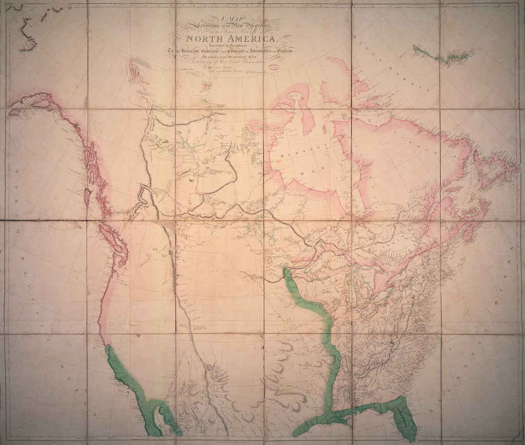 Detail of Map of North America for Governor of Hudson's Bay Company by Corbis