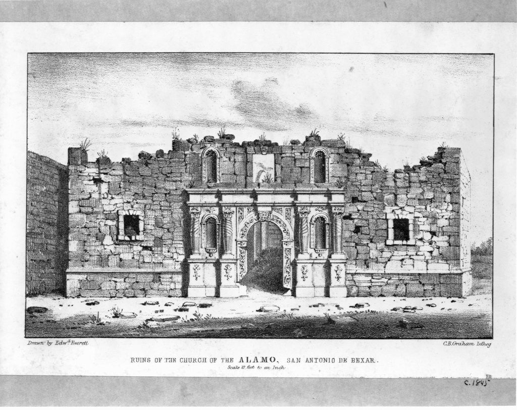 Detail of Ruins of the church of the Alamo by Anonymous