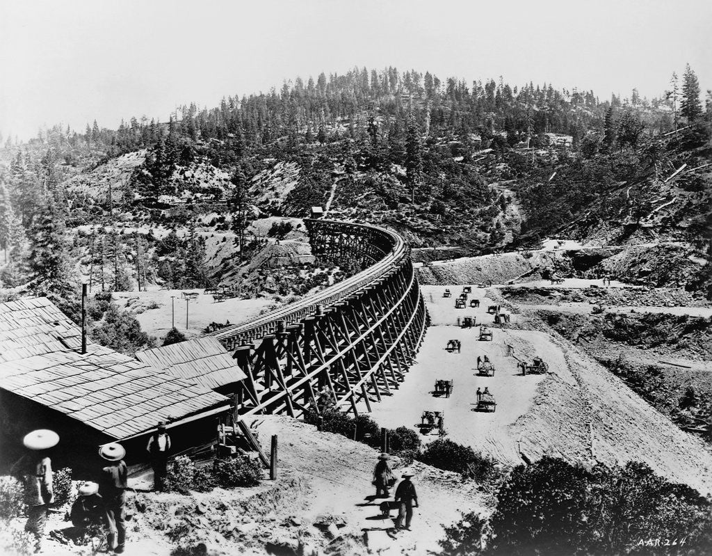 Detail of Constructing a Train Trestle by Anonymous