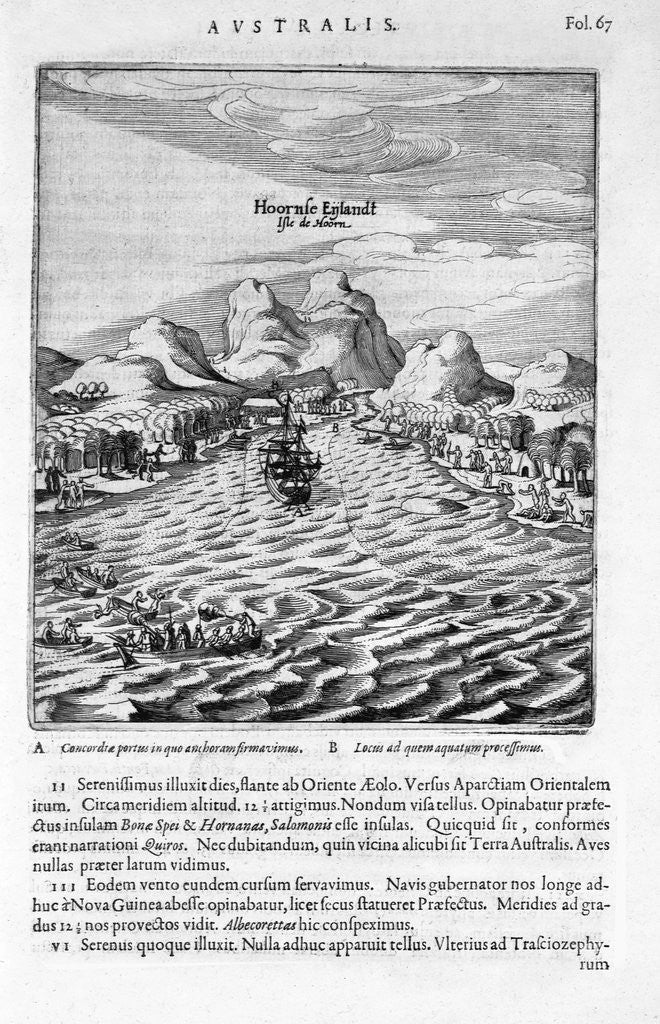Detail of Dutch Explorers Greeted by Indians in Chile by Anonymous