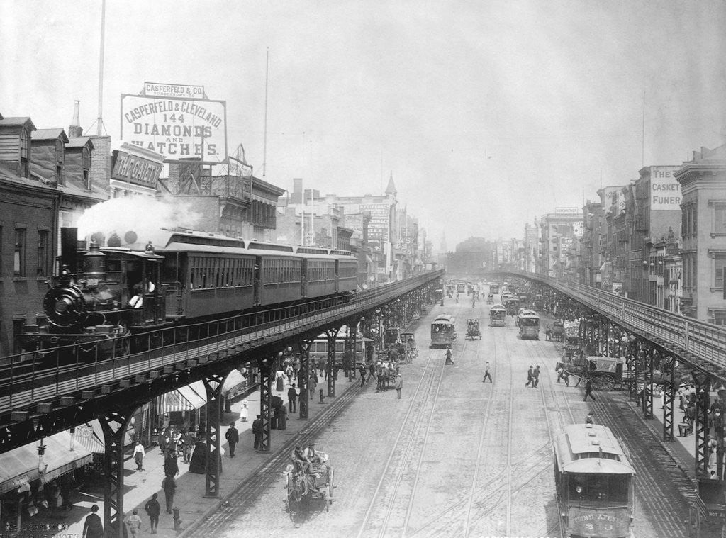 Detail of Elevated Trains in Manhattan's Bowery by Anonymous
